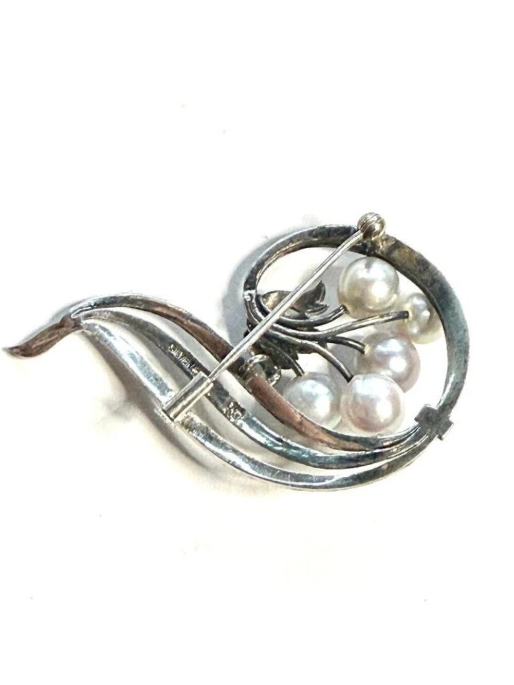 Mikimoto Sterling Silver Pin with 5 Akoya Cultured Pearls M464